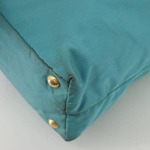 PRADA Tote Bag Nylon Blue Gold Auth mr916