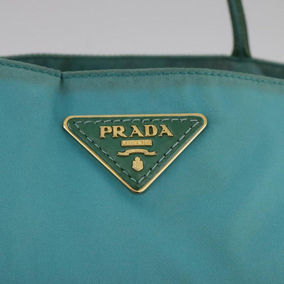PRADA Tote Bag Nylon Blue Gold Auth mr916