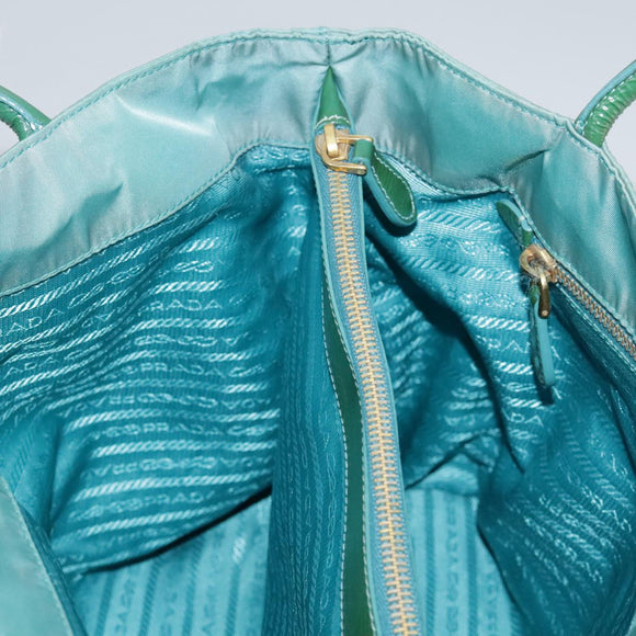 PRADA Tote Bag Nylon Blue Gold Auth mr916
