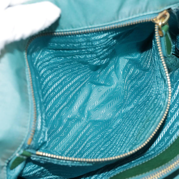 PRADA Tote Bag Nylon Blue Gold Auth mr916