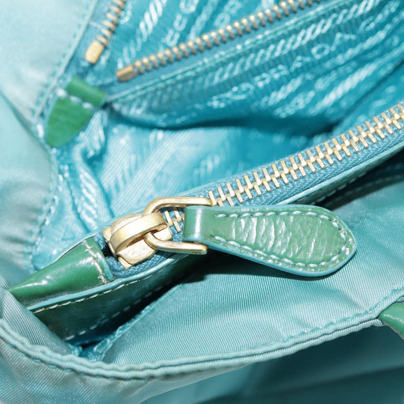 PRADA Tote Bag Nylon Blue Gold Auth mr916