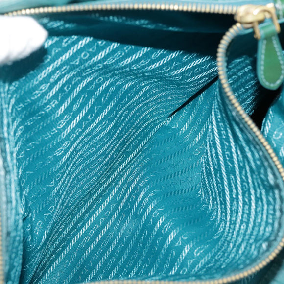 PRADA Tote Bag Nylon Blue Gold Auth mr916