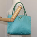 PRADA Tote Bag Nylon Blue Gold Auth mr916-25