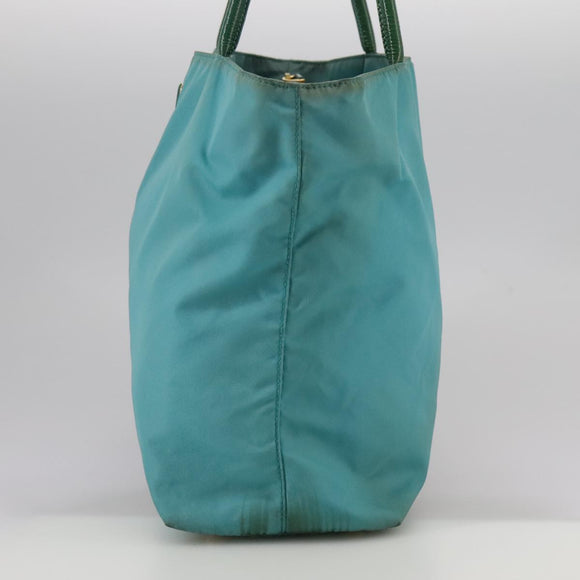 PRADA Tote Bag Nylon Blue Gold Auth mr916