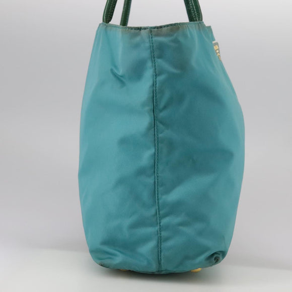 PRADA Tote Bag Nylon Blue Gold Auth mr916