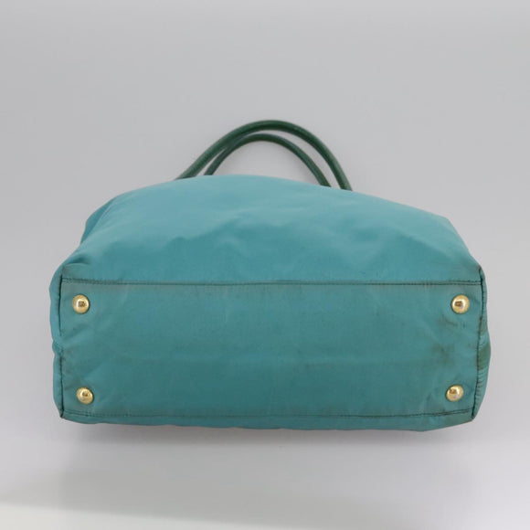 PRADA Tote Bag Nylon Blue Gold Auth mr916