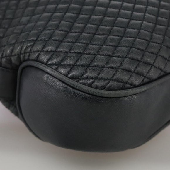 BALLY Chain Tote Bag Leather Black Gold Auth mr918