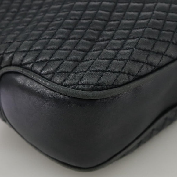 BALLY Chain Tote Bag Leather Black Gold Auth mr918