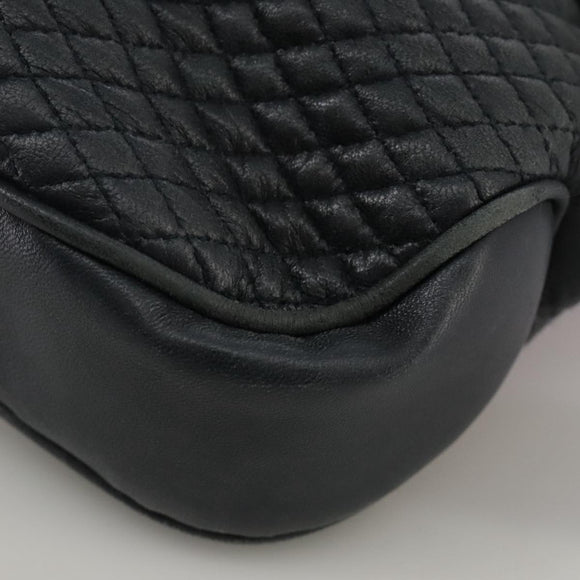 BALLY Chain Tote Bag Leather Black Gold Auth mr918