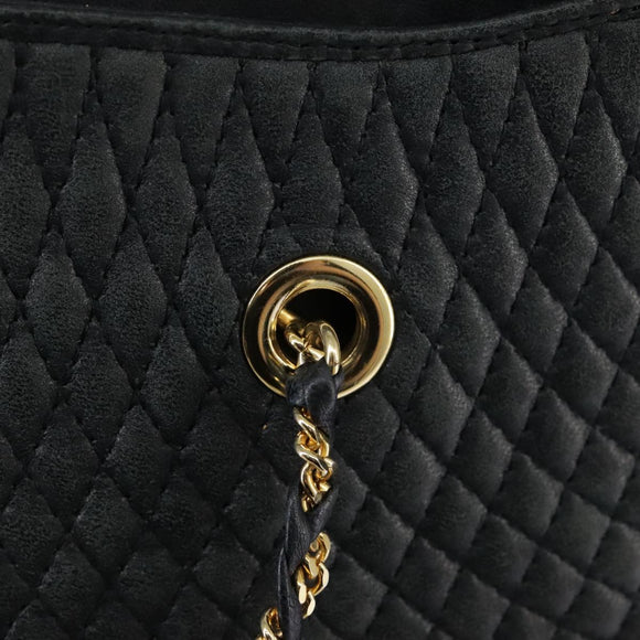 BALLY Chain Tote Bag Leather Black Gold Auth mr918