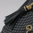 BALLY Chain Tote Bag Leather Black Gold Auth mr918-11