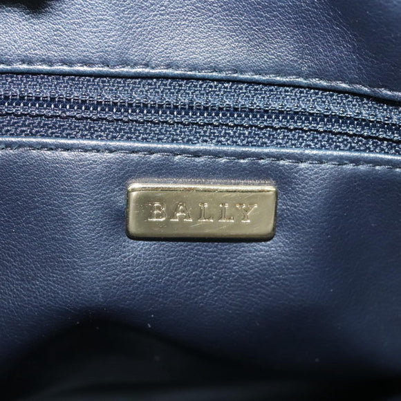 BALLY Chain Tote Bag Leather Black Gold Auth mr918