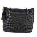 BALLY Chain Tote Bag Leather Black Gold Auth mr918-13