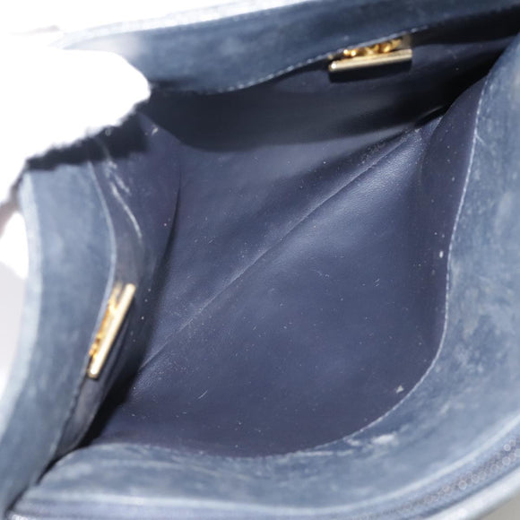 BALLY Chain Tote Bag Leather Black Gold Auth mr918