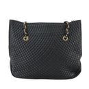 BALLY Chain Tote Bag Leather Black Gold Auth mr918-2