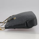 BALLY Chain Tote Bag Leather Black Gold Auth mr918-3