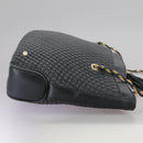 BALLY Chain Tote Bag Leather Black Gold Auth mr918-4