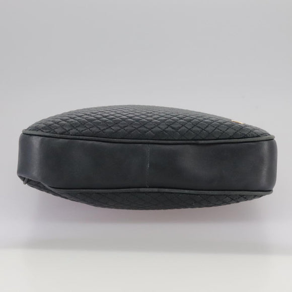 BALLY Chain Tote Bag Leather Black Gold Auth mr918