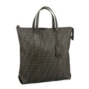 FENDI Zucca Canvas Tote Bag PVC Brown Black 7Va196 Auth mr923-1