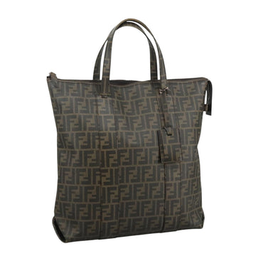 FENDI Zucca Canvas Tote Bag PVC Brown Black 7Va196 Auth mr923