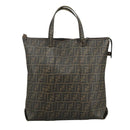 FENDI Zucca Canvas Tote Bag PVC Brown Black 7Va196 Auth mr923-13