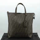 FENDI Zucca Canvas Tote Bag PVC Brown Black 7Va196 Auth mr923-12