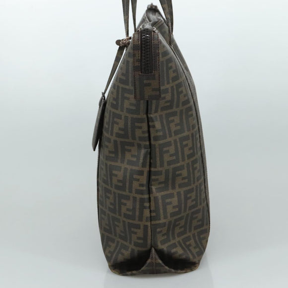 FENDI Zucca Canvas Tote Bag PVC Brown Black 7Va196 Auth mr923