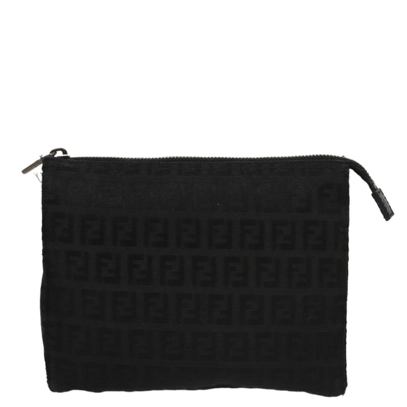 FENDI Zucchino Canvas Pouch Black Auth mr924