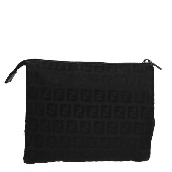 FENDI Zucchino Canvas Pouch Black Auth mr924