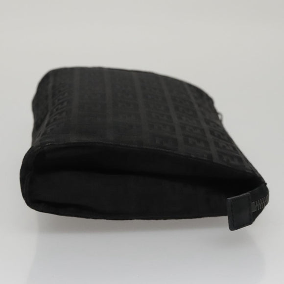 FENDI Zucchino Canvas Pouch Black Auth mr924