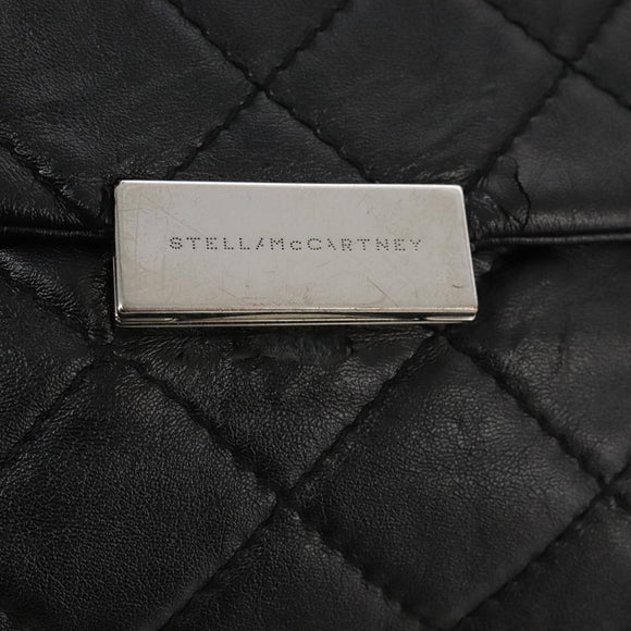 Stella MacCartney Chain Hand Bag Leather 2way Black Silver Auth mr934