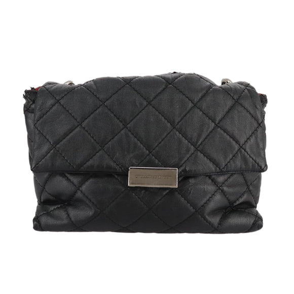 Stella MacCartney Chain Hand Bag Leather 2way Black Silver Auth mr934