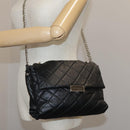 Stella MacCartney Chain Hand Bag Leather 2way Black Silver Auth mr934-29
