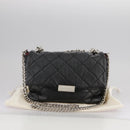 Stella MacCartney Chain Hand Bag Leather 2way Black Silver Auth mr934-12