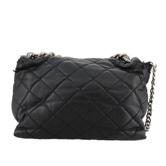 Stella MacCartney Chain Hand Bag Leather 2way Black Silver Auth mr934