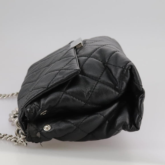 Stella MacCartney Chain Hand Bag Leather 2way Black Silver Auth mr934