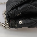Stella MacCartney Chain Hand Bag Leather 2way Black Silver Auth mr934-4