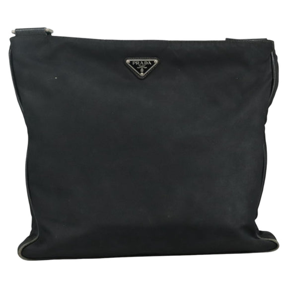PRADA Shoulder Bag Nylon Black Silver Auth mr935