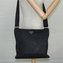 PRADA Shoulder Bag Nylon Black Silver Auth mr935-24