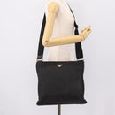 PRADA Schoudertas Nylon Zwart Zilver Auth mr935-27