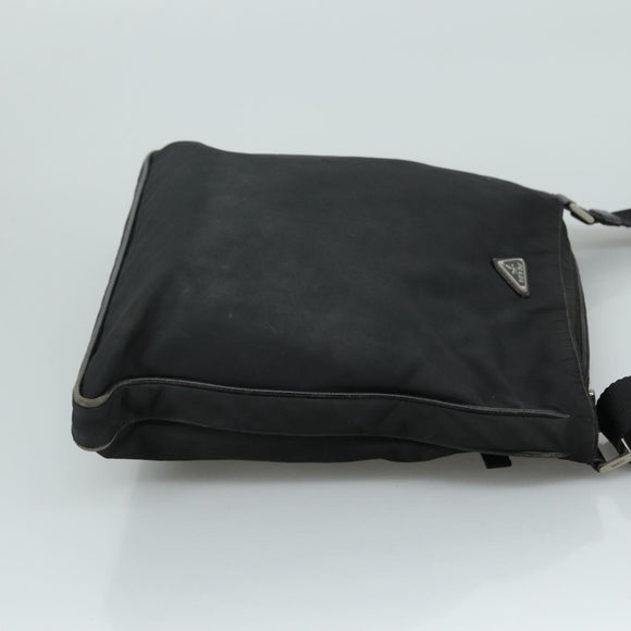 PRADA Shoulder Bag Nylon Black Silver Auth mr935