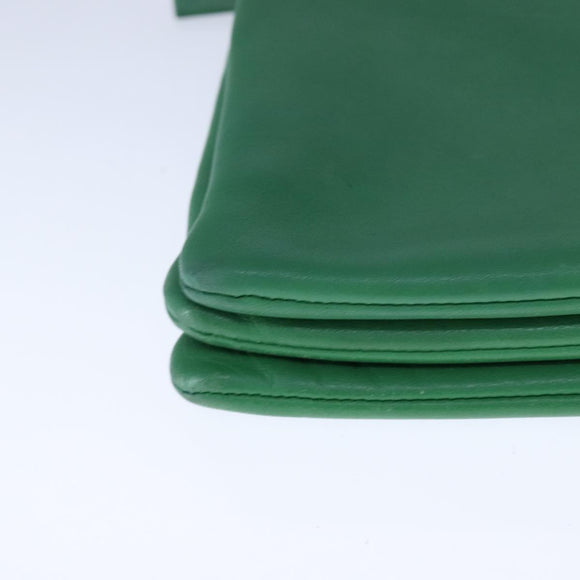 CELINE Trio Shoulder Bag Leather Green Gold Auth mr962