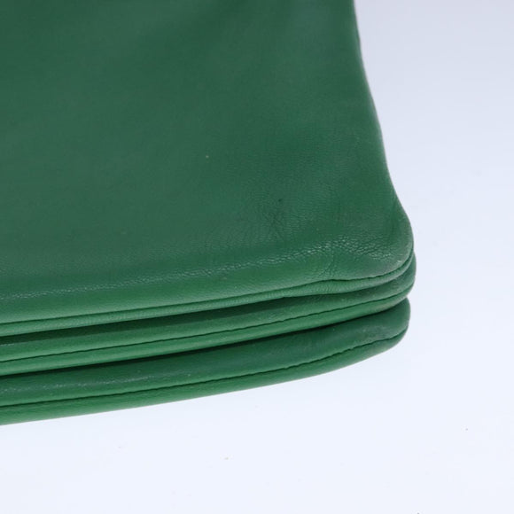 CELINE Trio Shoulder Bag Leather Green Gold Auth mr962