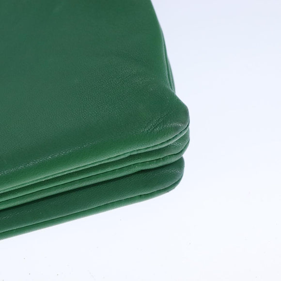 CELINE Trio Shoulder Bag Leather Green Gold Auth mr962