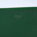 CELINE Trio Shoulder Bag Leather Green Gold Auth mr962-14