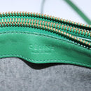 CELINE Trio Shoulder Bag Leather Green Gold Auth mr962-19