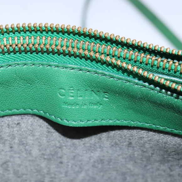 CELINE Trio Shoulder Bag Leather Green Gold Auth mr962