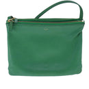 CELINE Trio Shoulder Bag Leather Green Gold Auth mr962-2