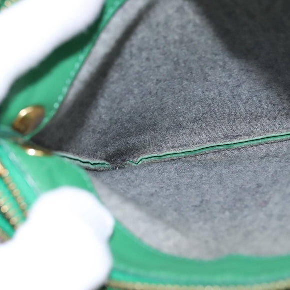 CELINE Trio Shoulder Bag Leather Green Gold Auth mr962