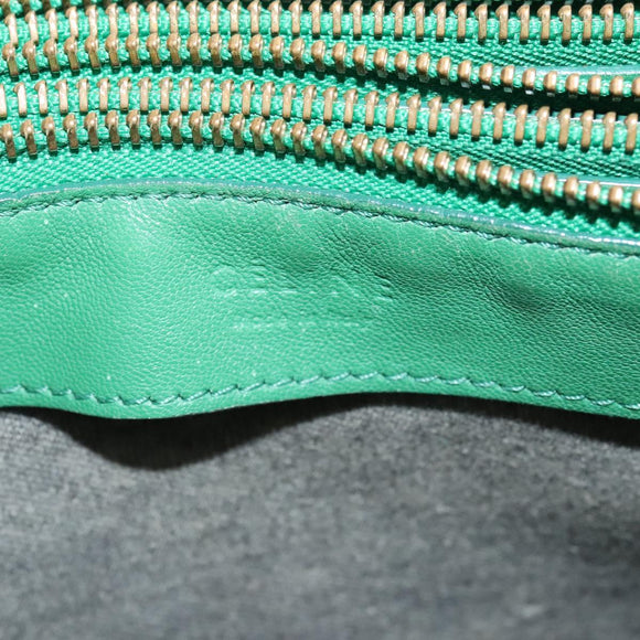 CELINE Trio Shoulder Bag Leather Green Gold Auth mr962